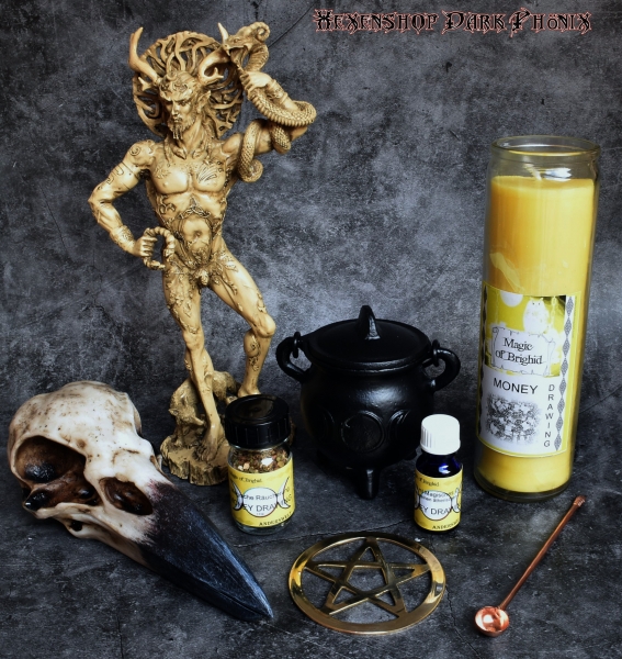 Hexenshop Dark Phönix Magic of Brighid Ritual Glaskerzen Set Geld anziehen